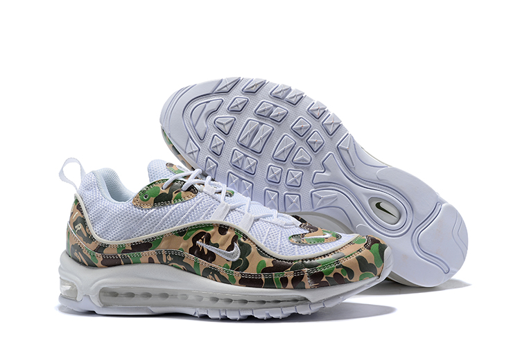 Women Nike Air Max 98 Flyknit White Flor Print Green Shoes